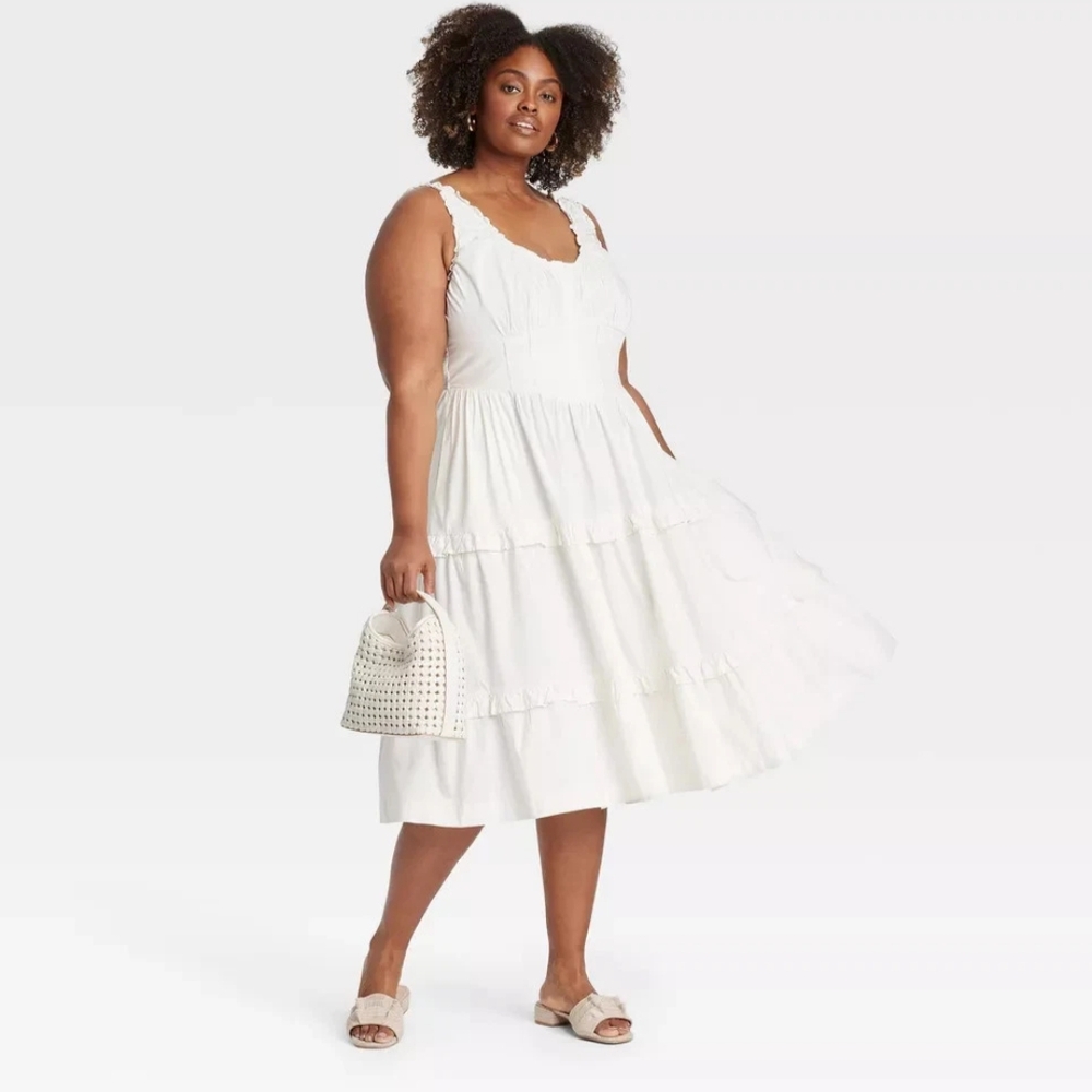 NWT Cream Corset A-line Midi Dress Size XXL